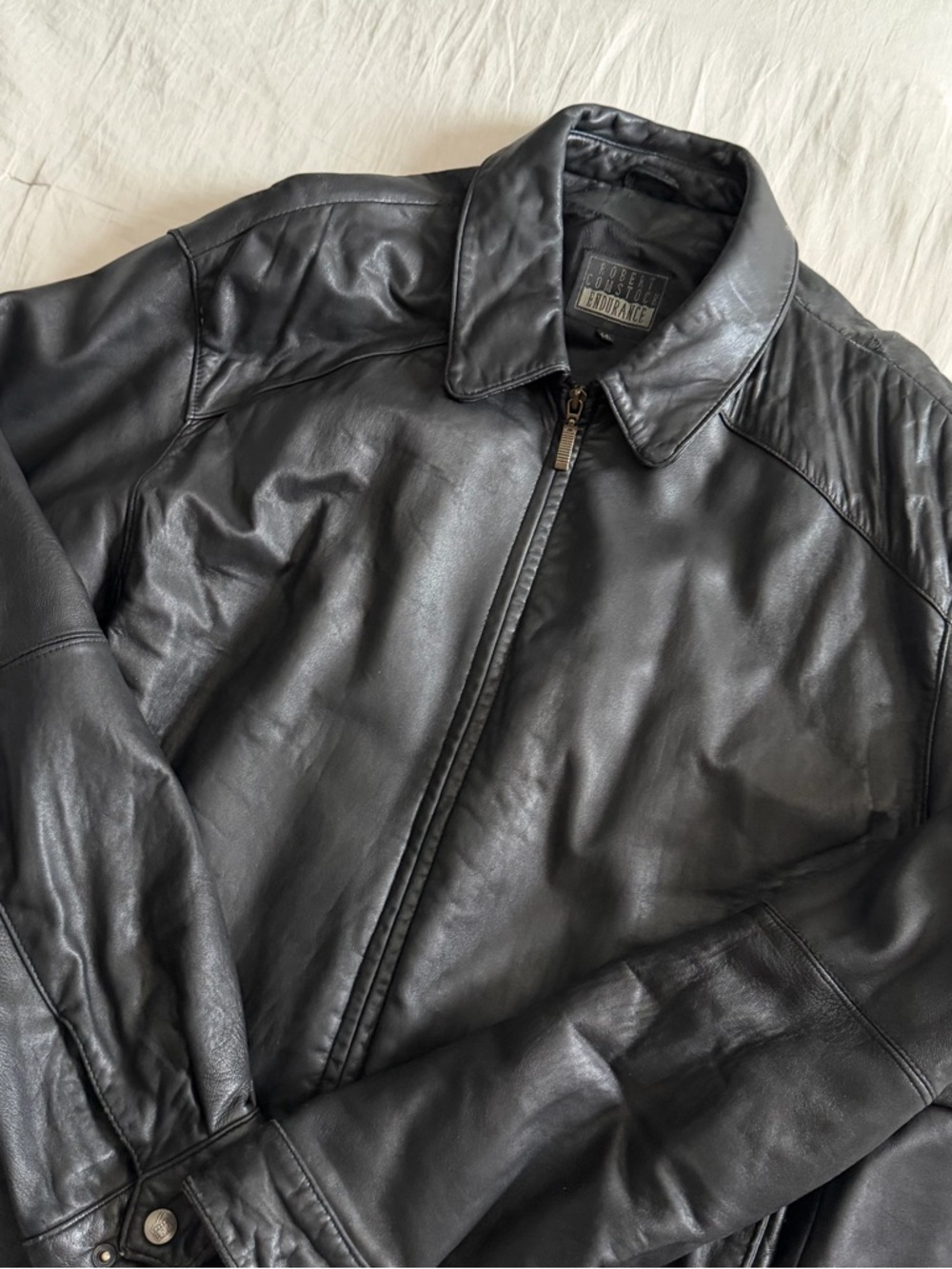 Robert Comstock Endurance‎ Vintage Black Leather Bomber Jacket Men’s size 44L